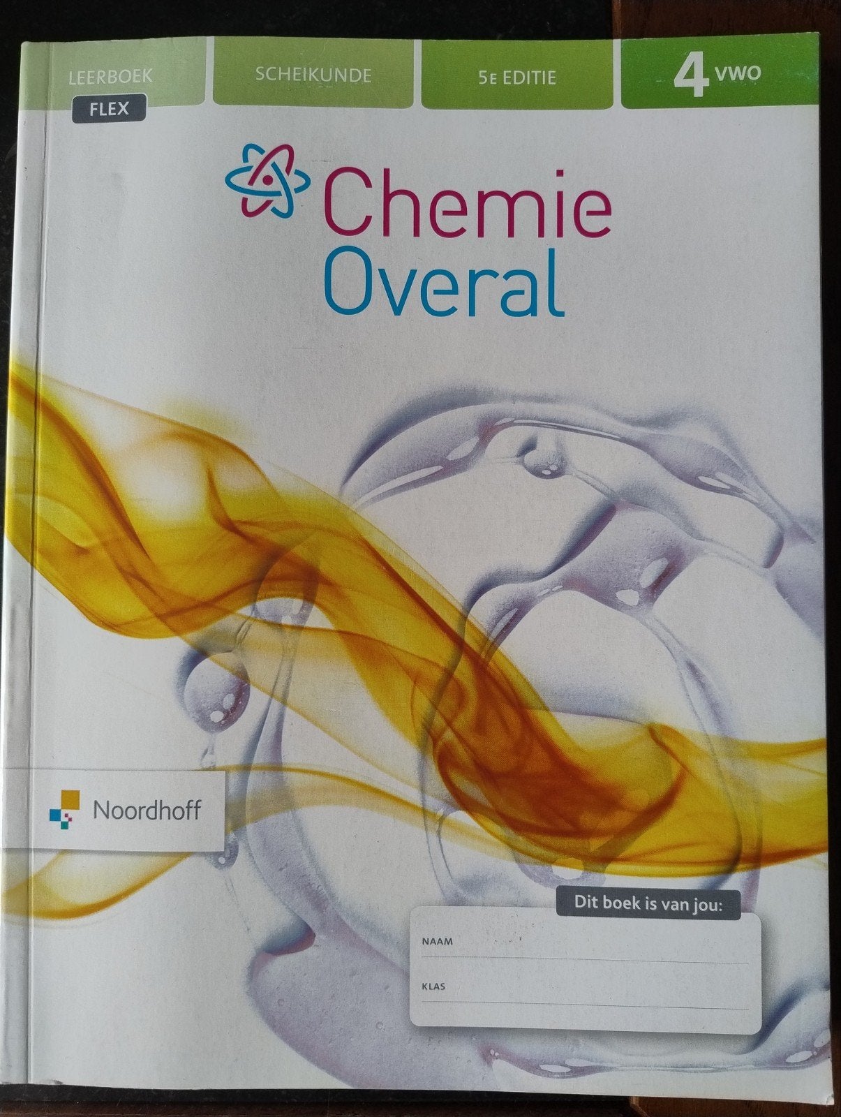 Chemie Overal 4 vwo Scheikunde Leerboek 5e editie, Ophalen of Verzenden, Beta, Zo goed als nieuw, Noordhoff