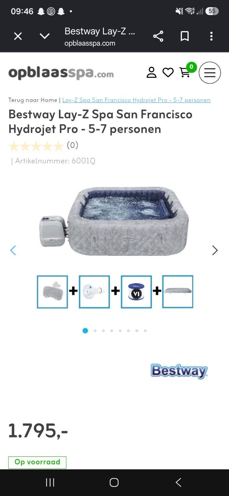 Bestway Lay-Z Spa San Francisco Hydrojet Pro - 5-7 personen, Ophalen of Verzenden, Gebruikt, Filter, Opblaasbaar