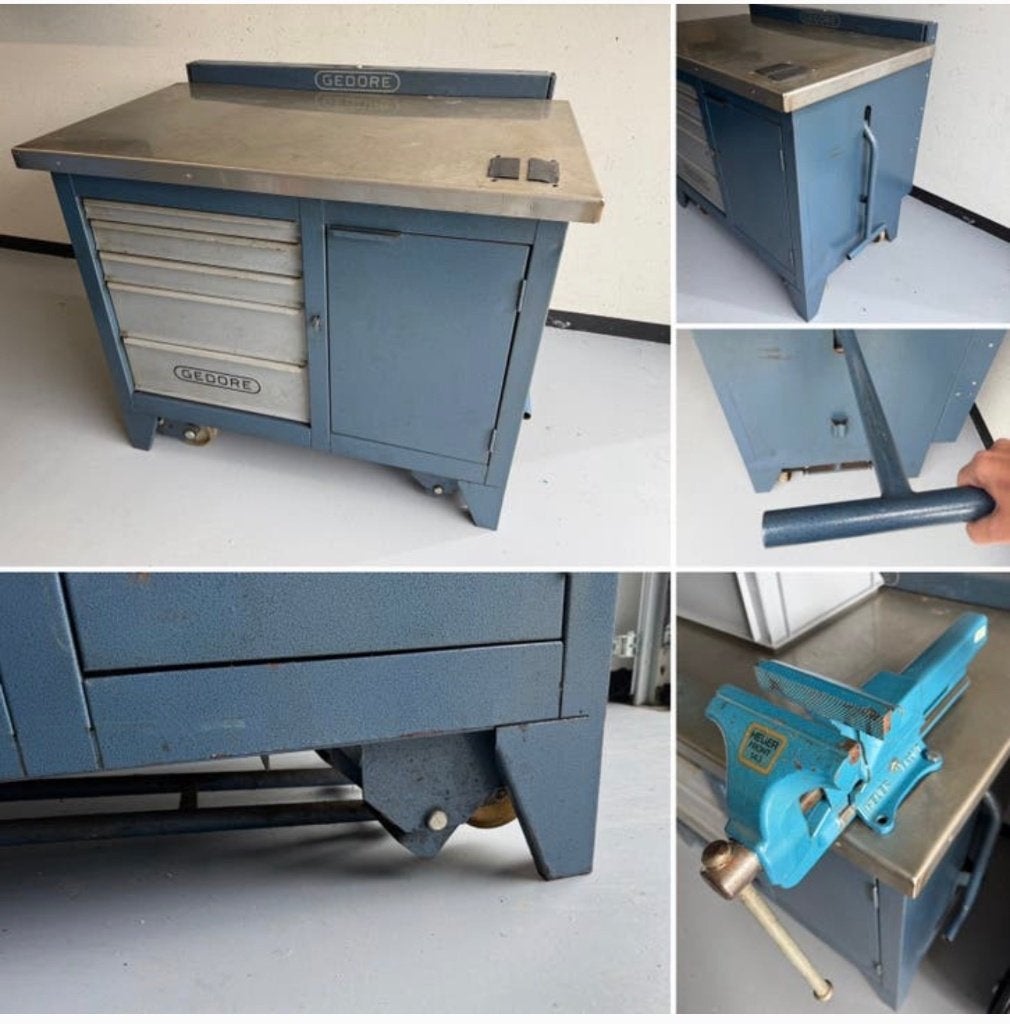 Gedore 1505 werkbank gereedschapwagen | achterwand + wielen, Ophalen, Gebruikt, Bankschroef