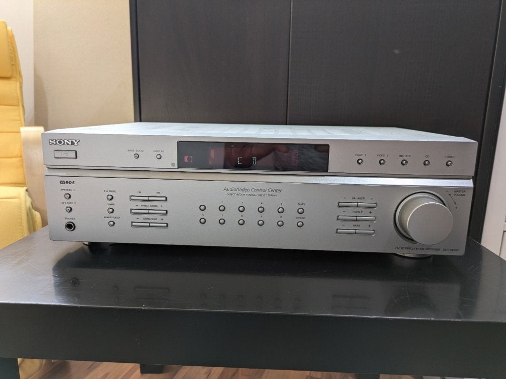 Sony STR-DE197 stereo receiver 2x100W zilver, Gebruikt, Ophalen of Verzenden, 60 tot 120 watt, Sony