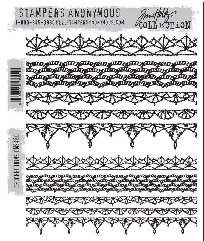 Stampers Anonymous Tim Holtz Cling Stamps Crochet Trims #480, Verzenden, Nieuw, EZ-mounted stempel