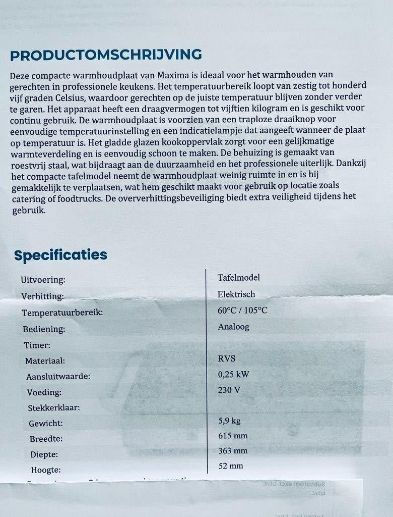 Keuken Warmhoudplaat, Ophalen, Overige typen, Nieuw, Metaal