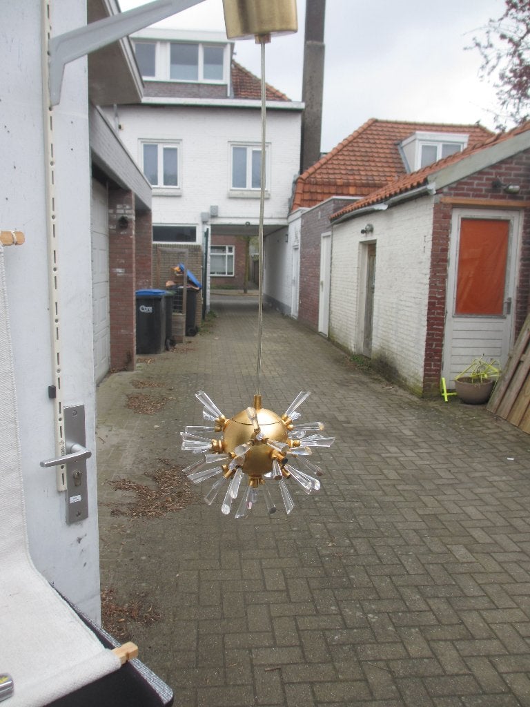 Vintage Spoetnik/ Sputnik hanglamp West Germany '60, Gebruikt, Vintage, Ophalen of Verzenden, Glas