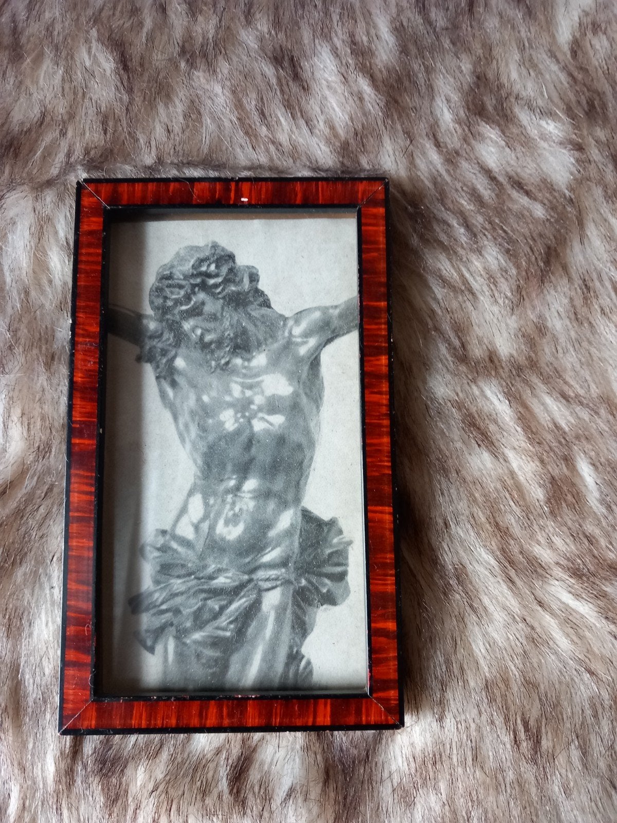 Vintage ingelijste afbeelding van Christus aan het kruis, Ophalen of Verzenden