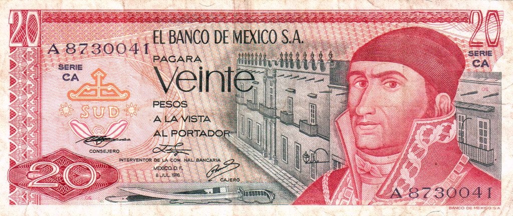 Mexico 20 pesos 1976 - VF, Verzenden, Noord-Amerika, Los biljet