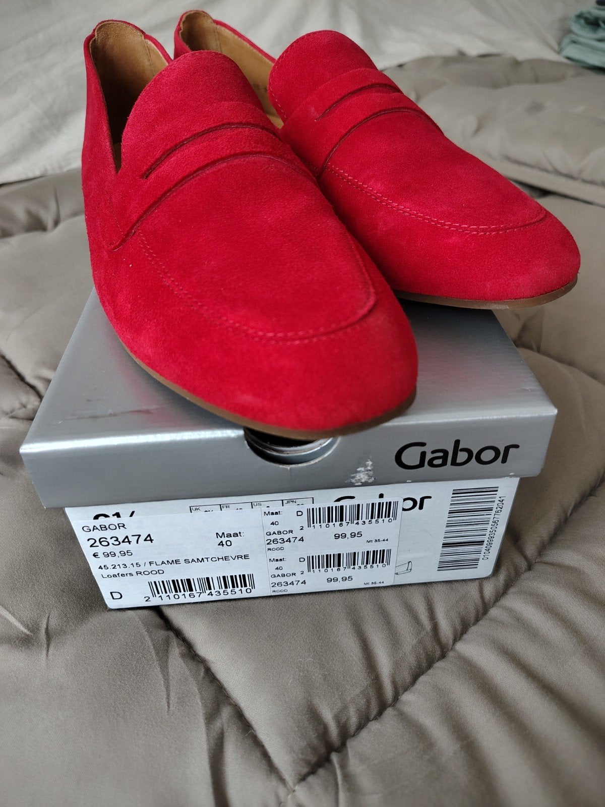 Gabor rode suède loafers - Maat 40, Instappers, Gabor, Ophalen of Verzenden, Zo goed als nieuw