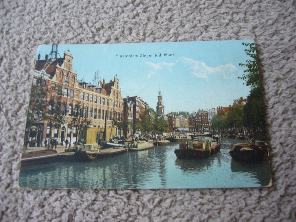 AMSTERDAM  =  SINGEL  BIJ DE MUNT  BRIEFKAART  1913, Ophalen of Verzenden, Voor 1920, Gelopen, Noord-Holland
