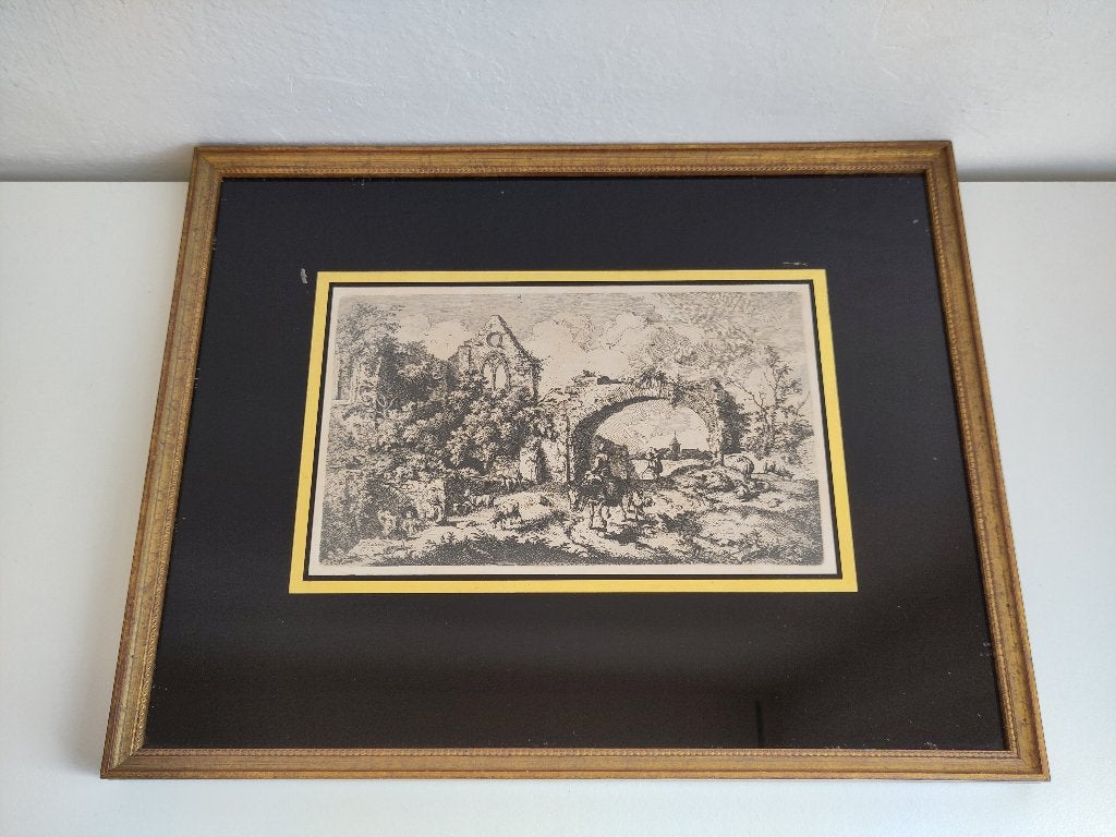 kopergravure Ferdinand Kobell 1772, Ophalen of Verzenden, Landschap, Gravure, 1700 - 1799