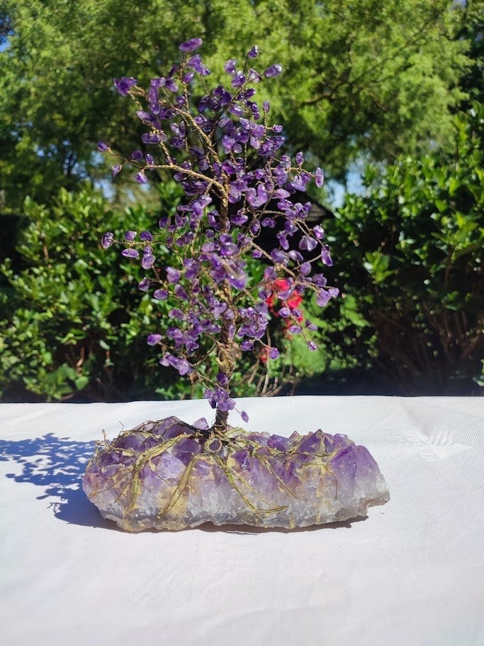 Grote Amethist Edelsteenboom / Levensboom op Cluster – 703g, Verzamelen, Ophalen of Verzenden, Mineraal