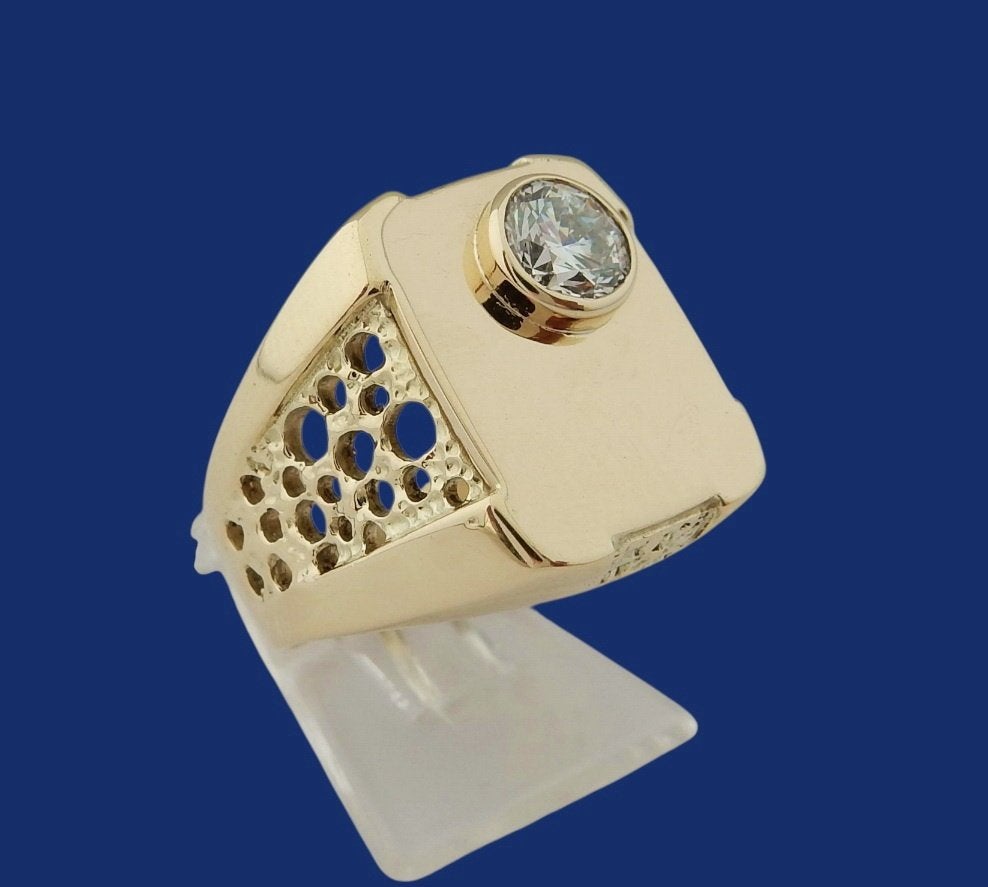 Zware 18 karaat Gouden Ring Herenring 0.75 crt Diamant, Sieraden, Tassen en Uiterlijk, Ringen, Jw, Verzenden, Heer, Nieuw