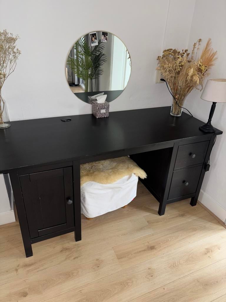 Ikea Hemnes Bureau zwartbruin, Ophalen, Zwart, Gebruikt, 155 cm