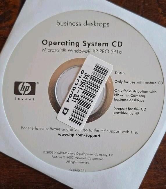 HP Windows XP Pro SP1a Besturingssysteem CD, Ophalen of Verzenden, Gebruikt, Windows