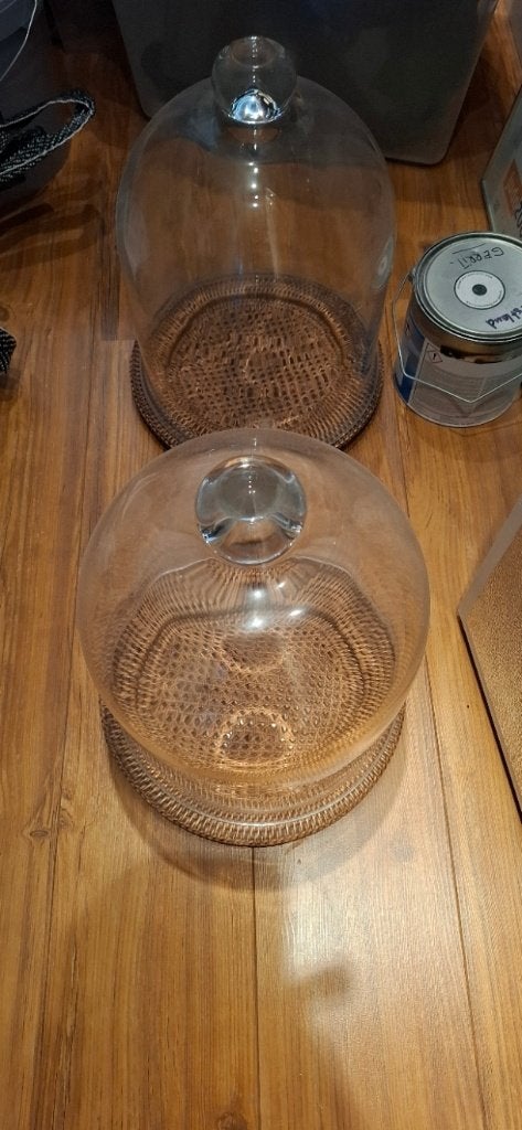 glazen stolp 2 stuks, Glas, Ophalen, Zo goed als nieuw, Met plateau