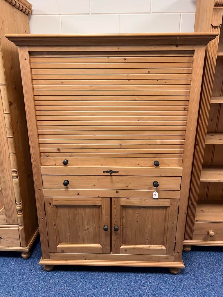 Nieuwe onbewerkte eikenhouten computerkast met rolluik, Huis en Inrichting, Kasten | Computermeubels, Ophalen, 70 tot 120 cm, Nieuw