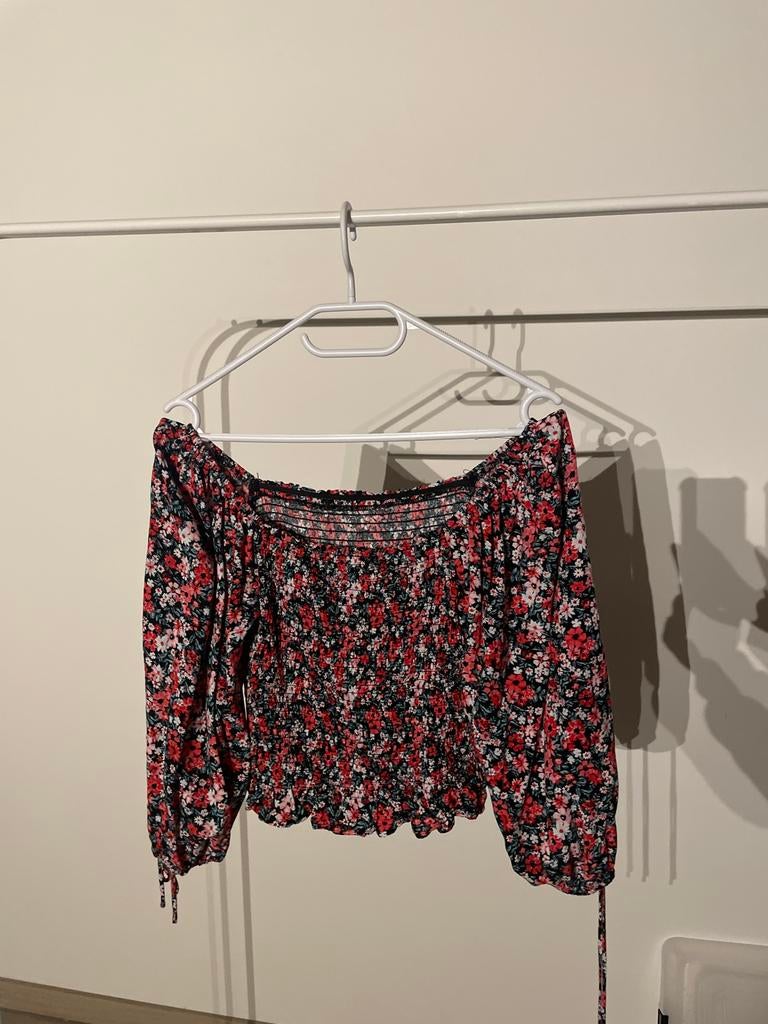 Blouse met bloemenpatroon, Ophalen of Verzenden, Gedragen, Maat 36 (S), Zwart