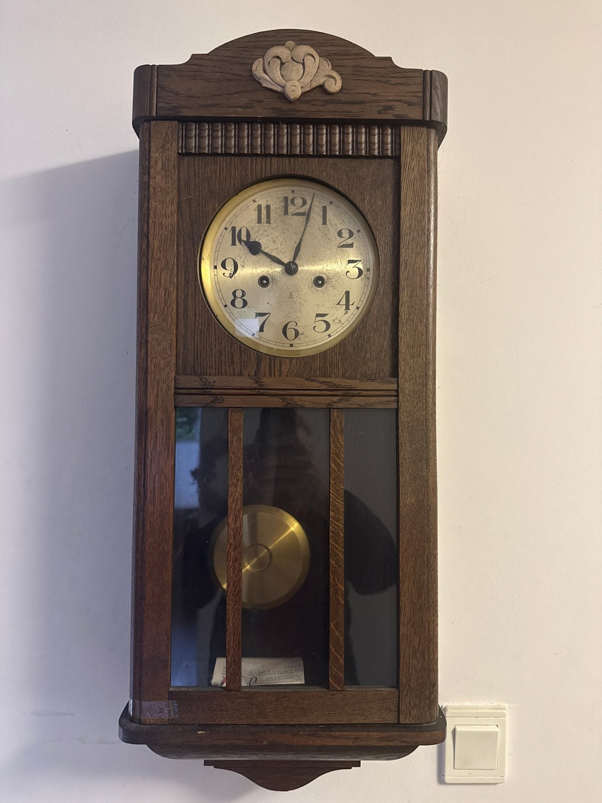 Antieke Gloria wandklok met slinger en sleutel, Antiek en Kunst, Ophalen