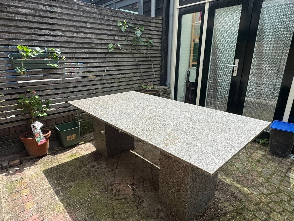 Granieten tuintafel – 183 x 100 cm, Ophalen, Gebruikt, Rechthoekig, Overige materialen