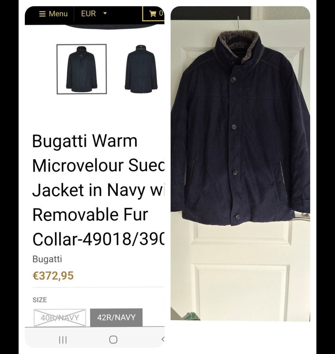 Bugatti suede winterjas. maat 3XL, kleur blauw. Nieuwstaat!, Bugatti, Blauw, Overige maten, Ophalen of Verzenden