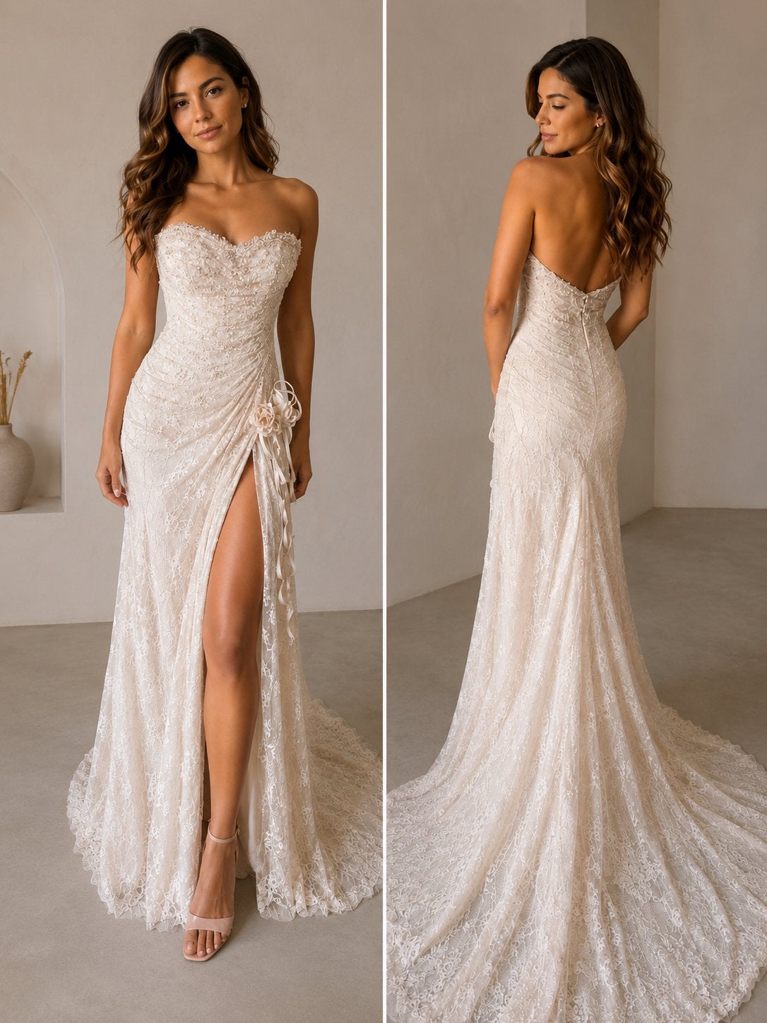 La Sposa Trouwjurk/Bruidsjurk/champagne| De Witte Markies 36, Kleding | Dames, Ophalen of Verzenden, Zo goed als nieuw, Overige kleuren