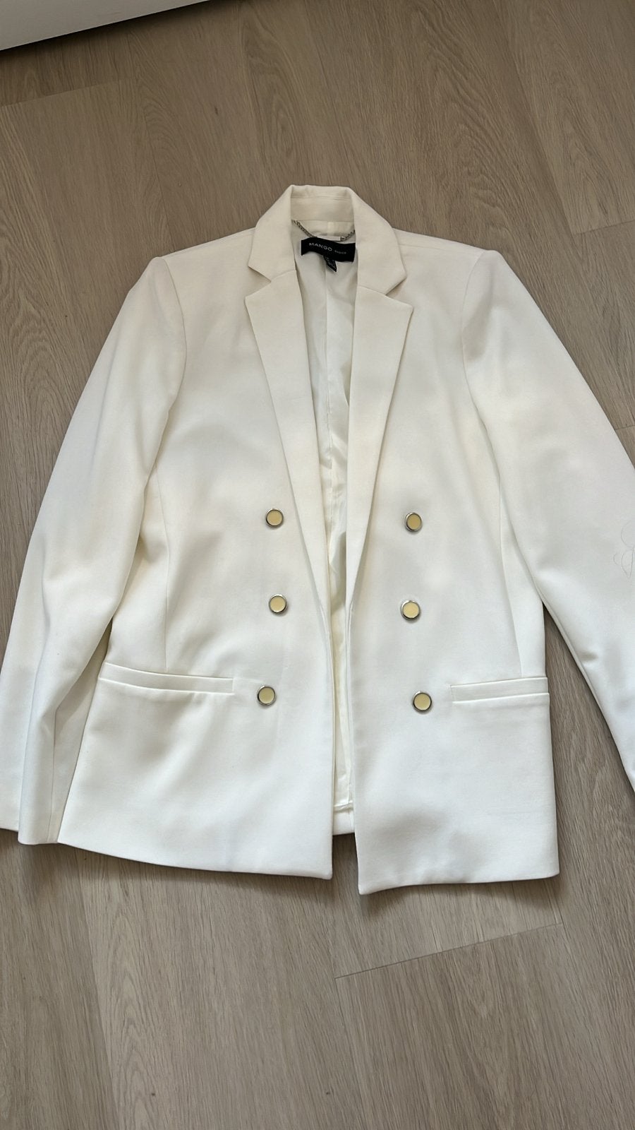 Witte double-breasted blazer van Mango, maat M, Maat 38/40 (M), Wit, Ophalen of Verzenden, Zo goed als nieuw