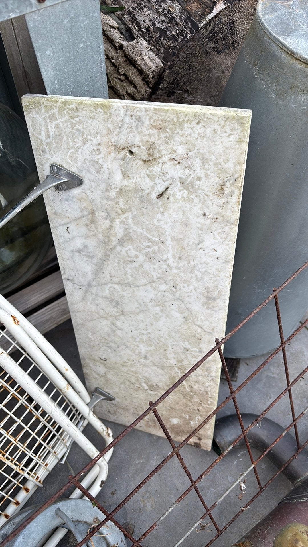Marmer wit plaat antiek, Ophalen, 60 cm of meer, Gebruikt, Overige typen