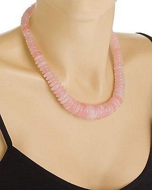 Rozenkwarts collier, 140 gram, 49 cm, 925 zilver, Verzenden, Nieuw, Steen of Mineraal, Met edelsteen