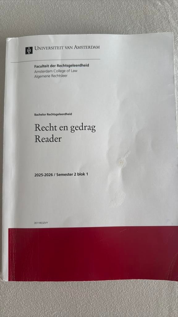 Recht en gedrag reader UvA, Ophalen of Verzenden, Zo goed als nieuw