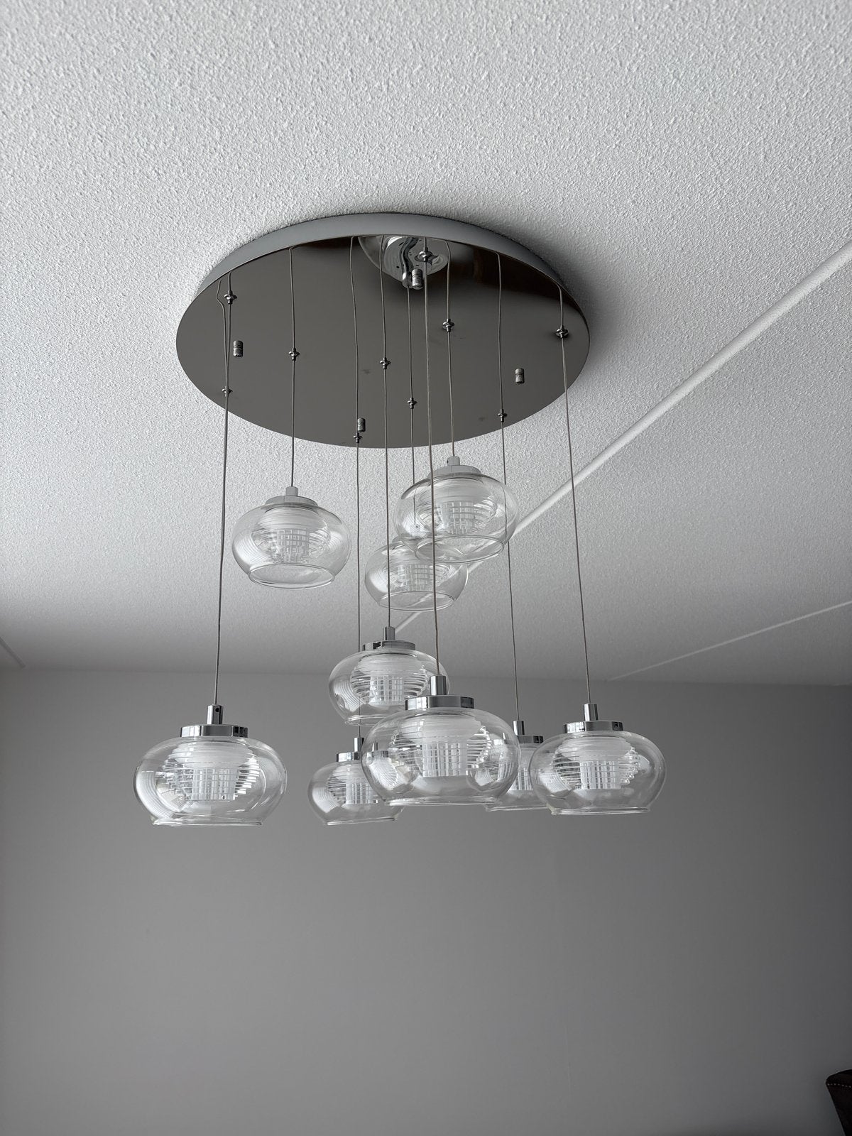 Moderne hanglampen set met glazen bollen, Ophalen of Verzenden, Zo goed als nieuw, Glas, Overige fittingen