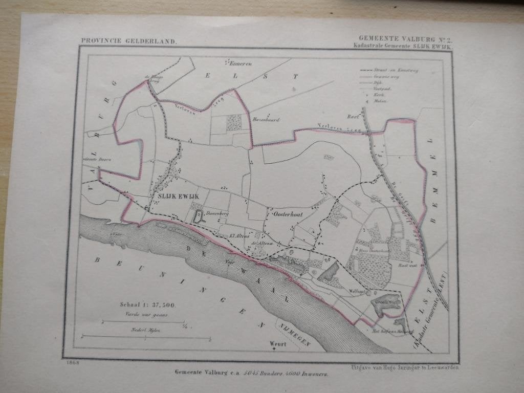 173 / Valburg no 2 Slijk-Ewijk/ Oosterhout Litho  Kuyper, Ophalen of Verzenden