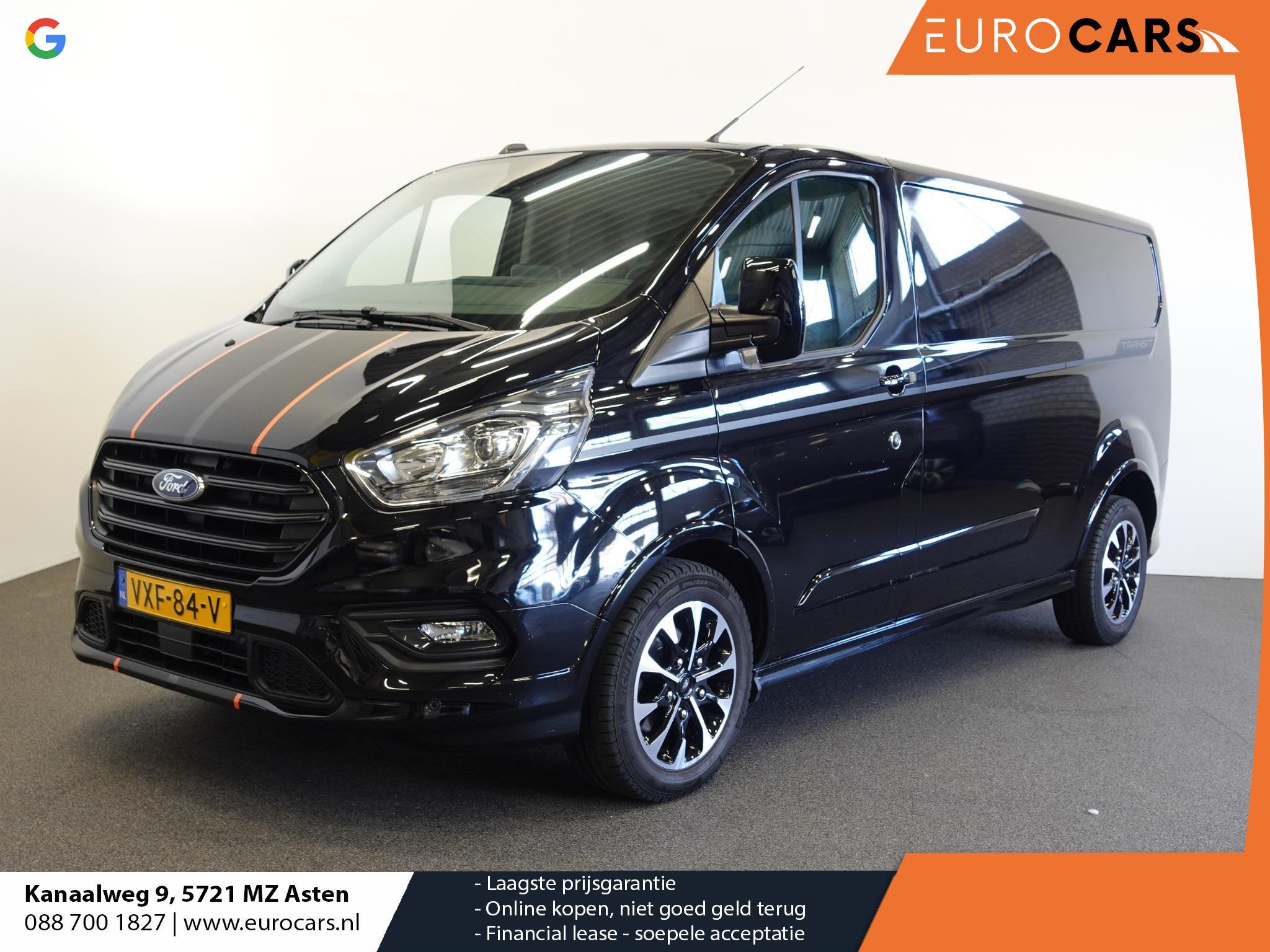 Ford Transit Custom 320 2.0 TDCI L2H1 Sport 170PK Automaat A, Euro 6, 4 cilinders, Leder en Stof, Zwart