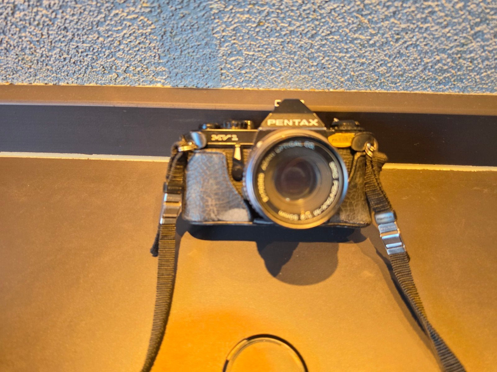 Pentax MV1 + 50 mm SMC Pentax-M 1:2 Lens + hoes, Audio, Tv en Foto, Fotocamera's Analoog, Ophalen, Gebruikt, Spiegelreflex, Pentax