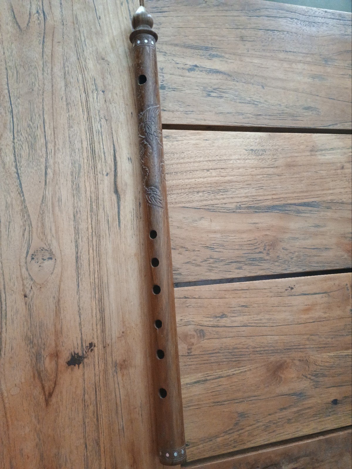 Decoratieve Houten Fluit - Handgesneden, Ophalen of Verzenden, Zo goed als nieuw