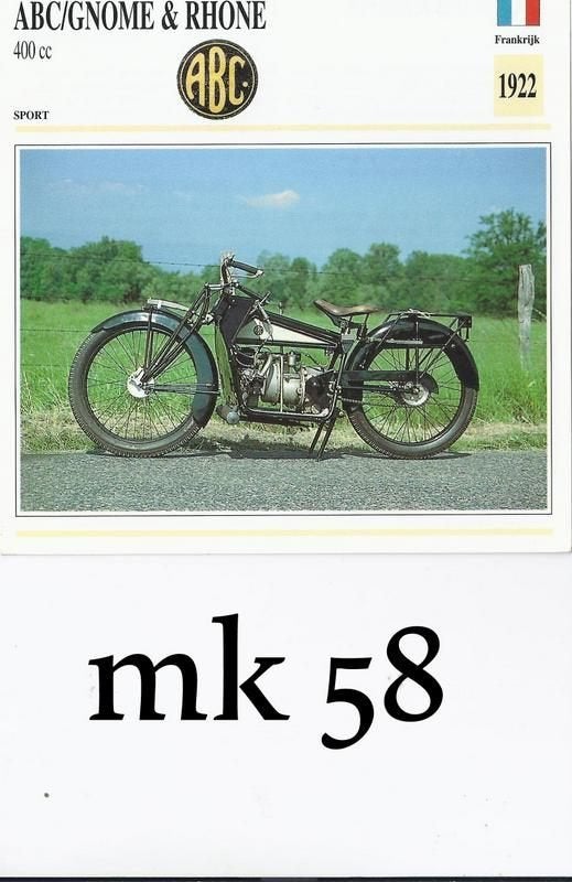 Mk58 motorkaart abc/gnome - rhone 400 c, Ophalen of Verzenden, Zo goed als nieuw, Auto's
