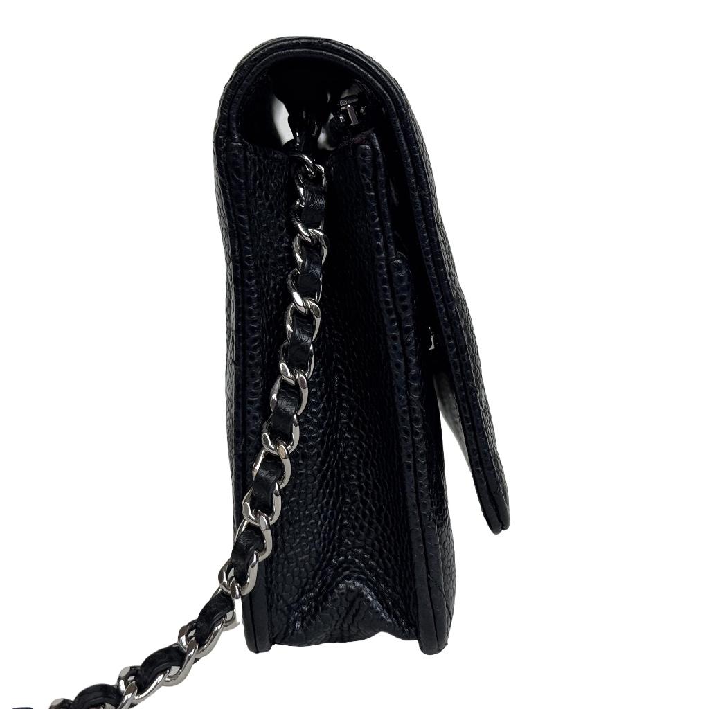 Chanel caviar WOC wallet on chain crossbody zilver silver image 2