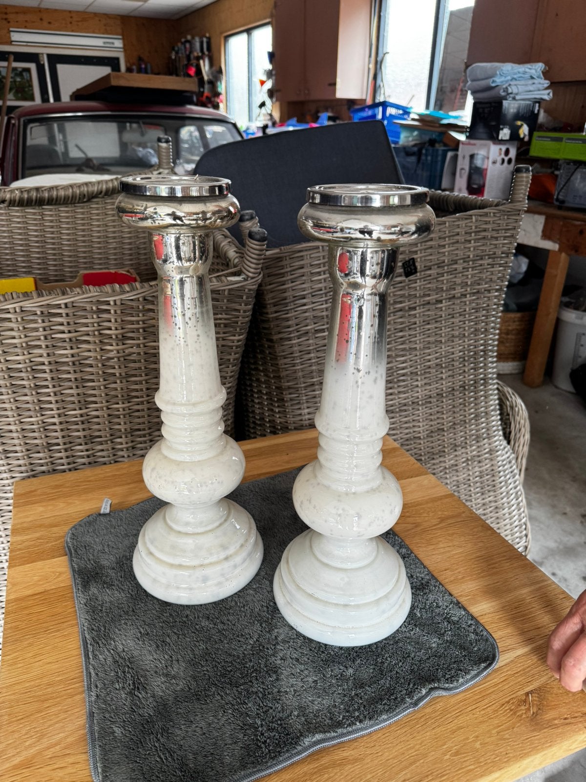 Riviera Maison The Wharf Candle Holder L.   2x, Ophalen of Verzenden, Zilver