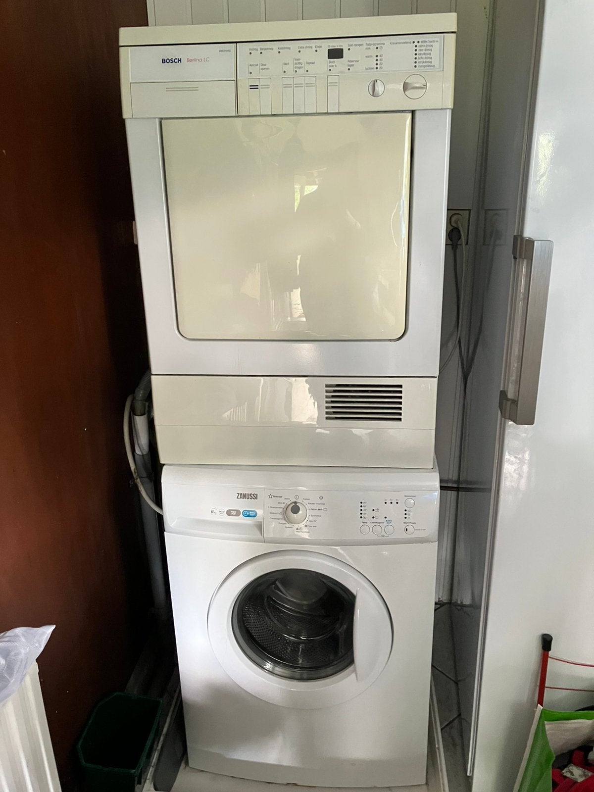 Wasmachine en droger met lekbak, 10 kg of meer, Ophalen, Gebruikt, 90 tot 95 cm
