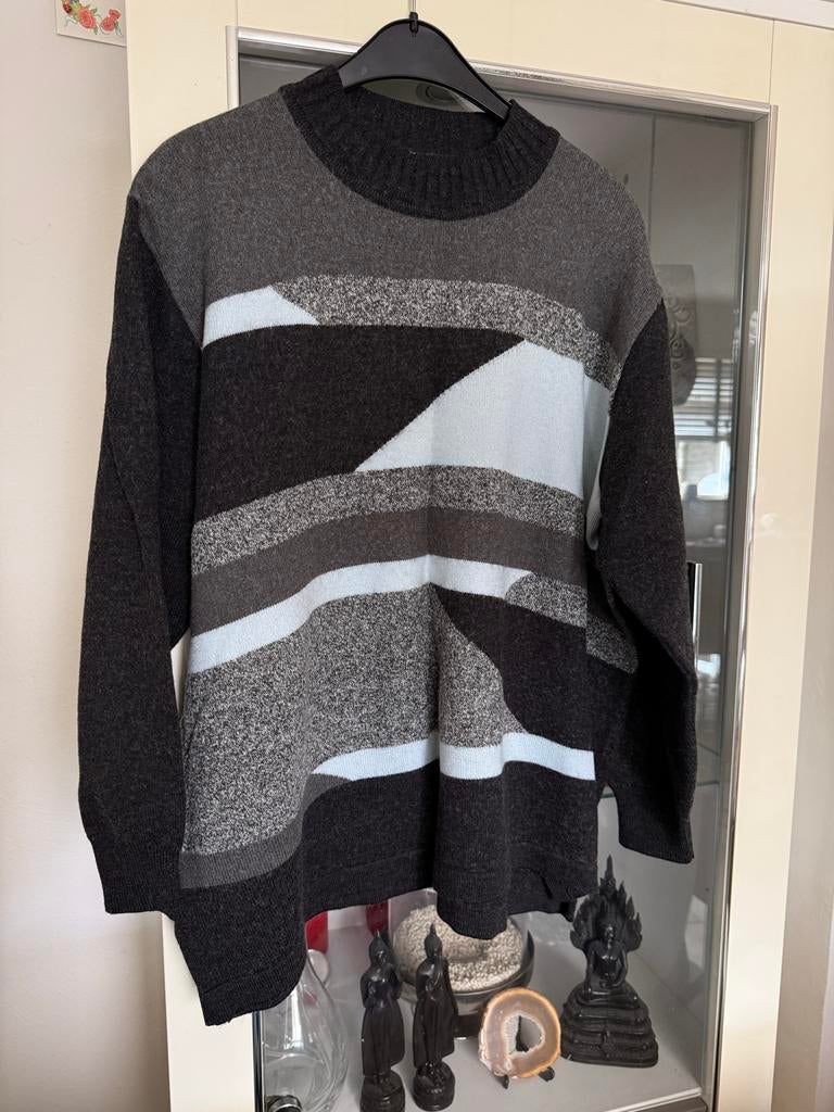 Trui met patroon in grijs- en blauwtinten maat 48 Gollehaug, Ophalen of Verzenden, Zo goed als nieuw, Maat 46/48 (XL) of groter