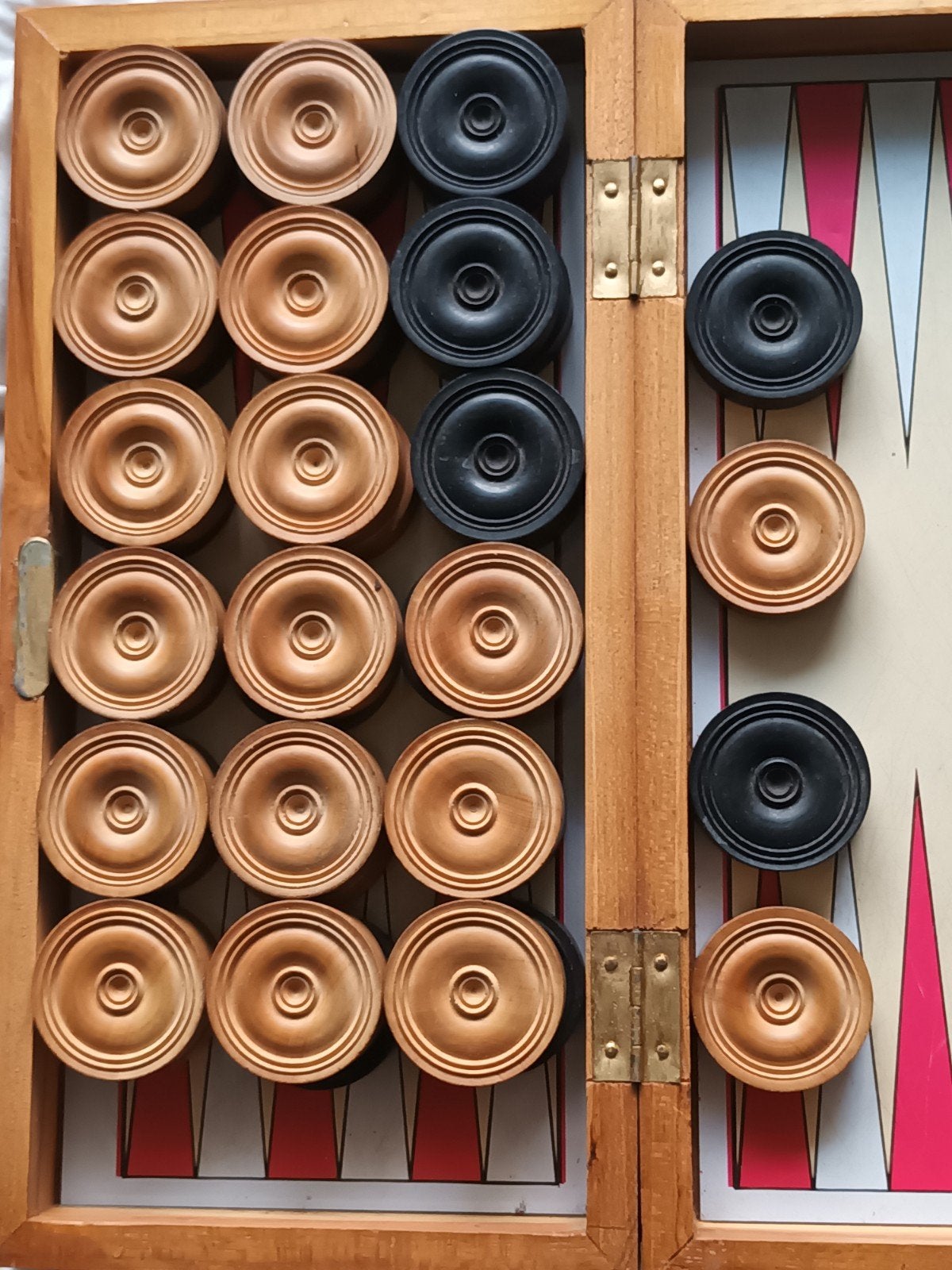 Vintage Reis Backgammon & Schaakspel - Houten Koffer, Ophalen, Gebruikt, Een of twee spelers, Onbekend