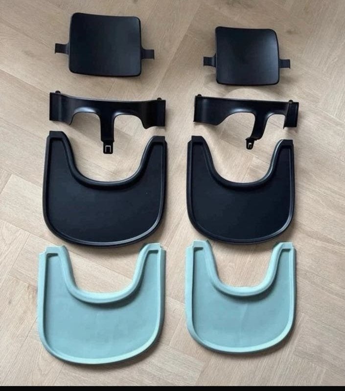 Trip trap set beugel tray hoes rugleuning zwart tweeling, Ophalen of Verzenden, Zo goed als nieuw, Kinderwagen of Buggy
