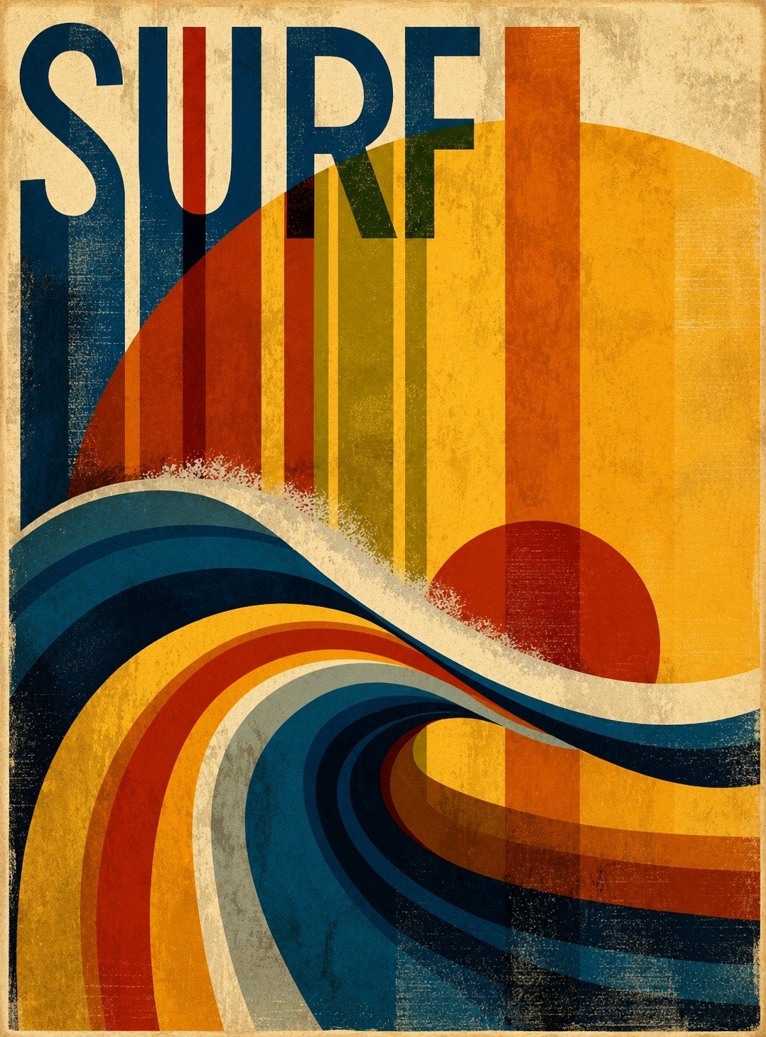 Vintage Surf Poster - Retro Golfbreker Kunstprint, Ophalen of Verzenden, Nieuw