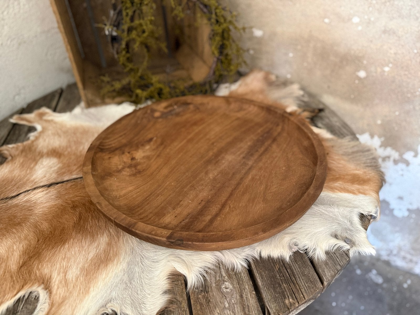 Groot Rond Houten Dienblad - 50cm diameter, Huis en Inrichting, Woonaccessoires | Dienbladen, ., Met opstaande rand, Rond, Nieuw