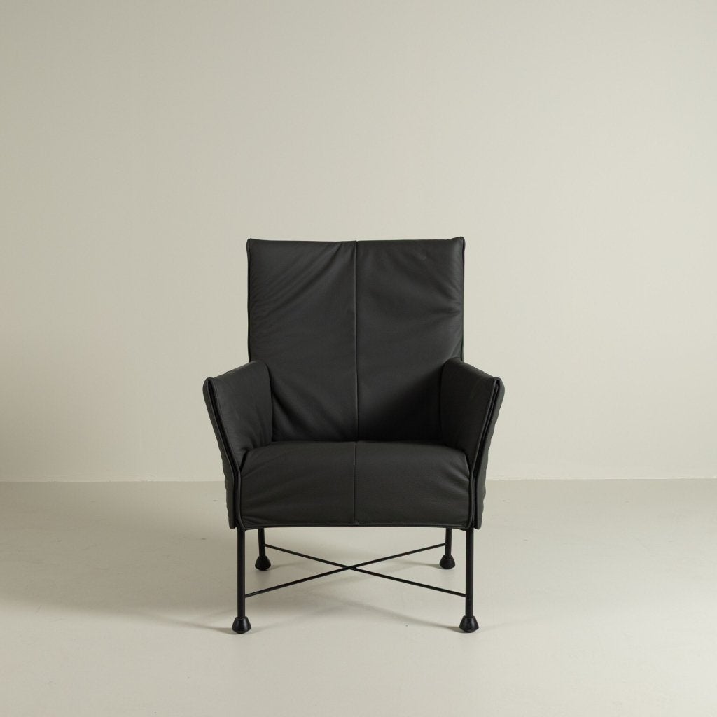 Montis Charly Fauteuil Verde Groen Leer - Zwart (Op Doppen), Niet ingevuld, Zo goed als nieuw, Niet ingevuld, Niet ingevuld