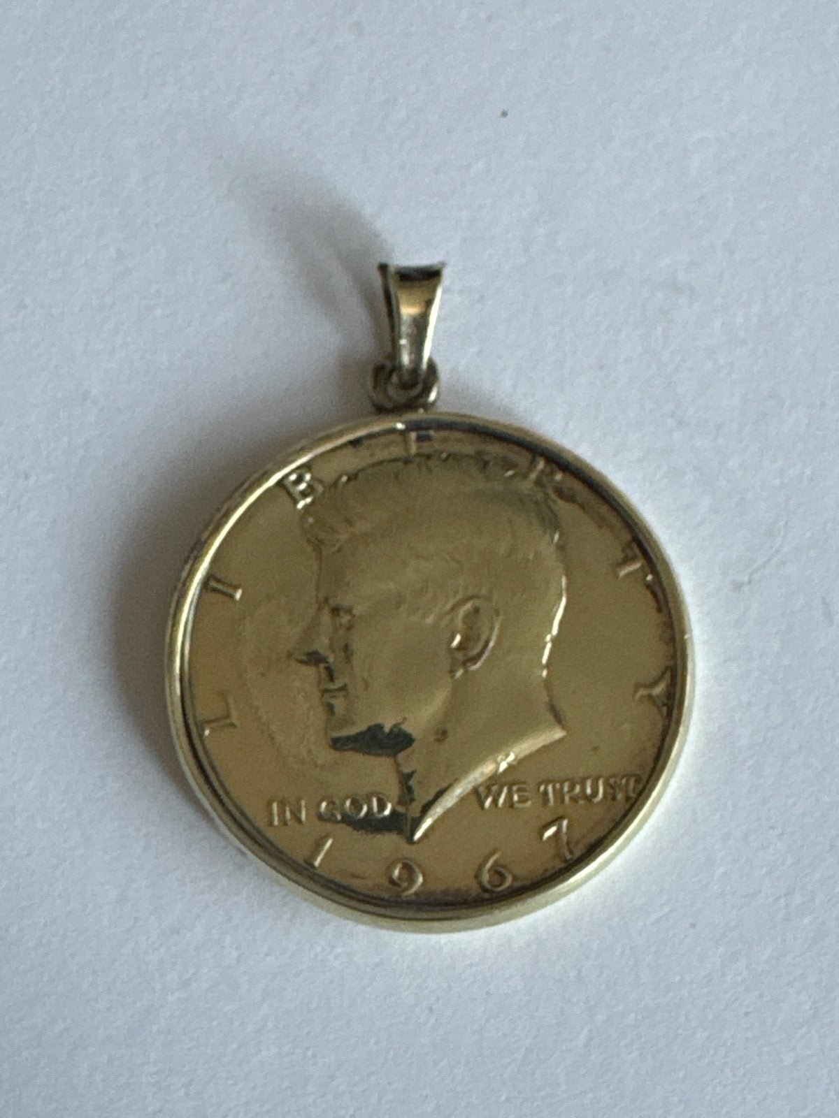 Zilveren halve dollar 1967 als hanger verwerkt, Ophalen of Verzenden, Zilver