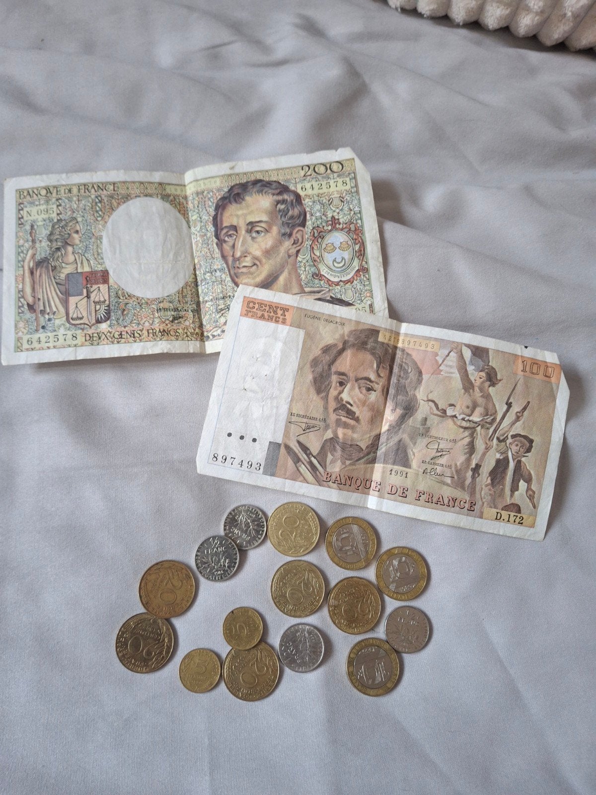 Franse Franc biljetten en munten - Vintage collectie, Postzegels en Munten, Ophalen, Setje