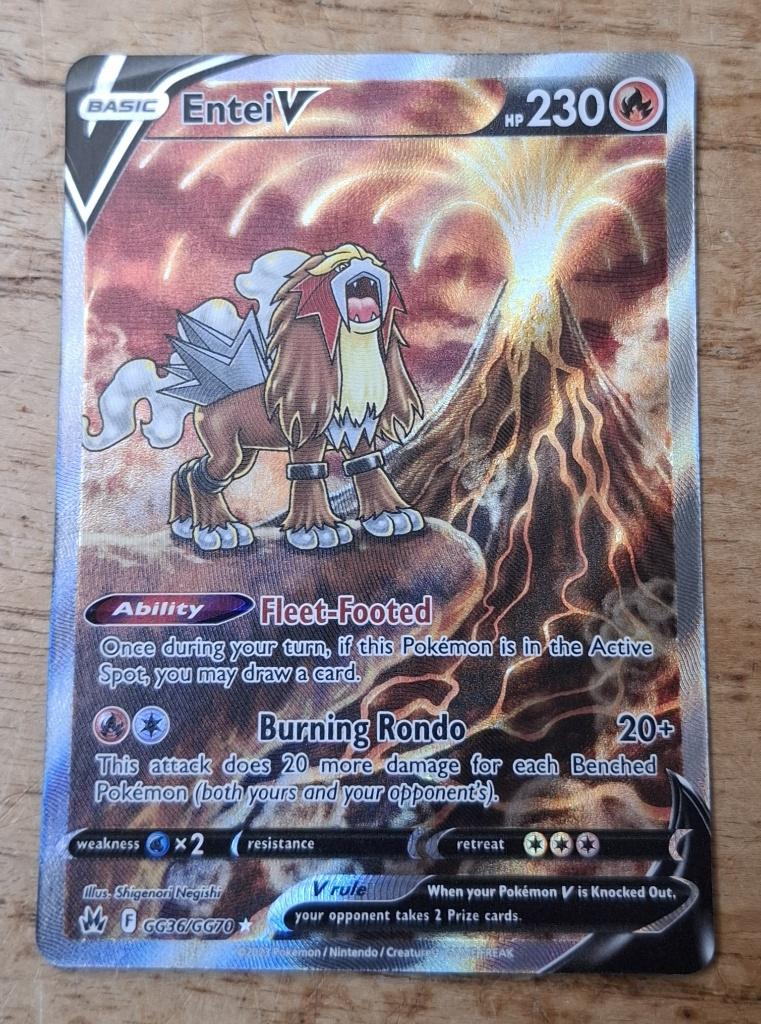 Pokemon Entei V GG36 Crown Zenith, Ophalen of Verzenden, Zo goed als nieuw, Losse kaart, Foil