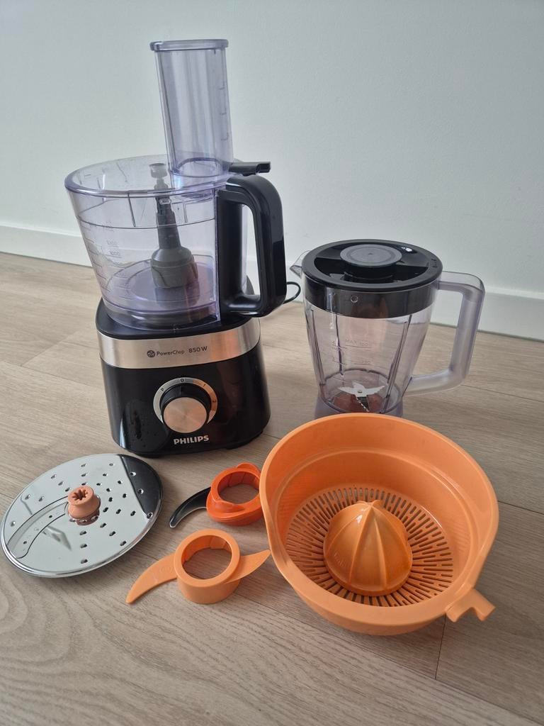 Philips PowerChop 850W Keukenmachine, Ophalen, 1 tot 2 liter, 3 snelheden of meer, Zo goed als nieuw