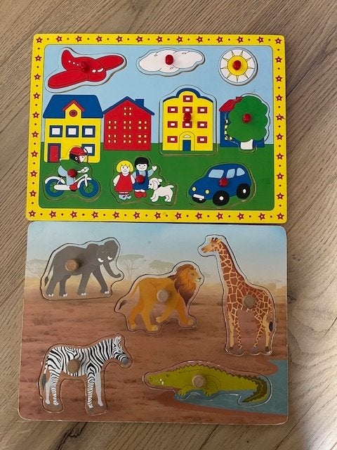 houten kinder puzzel 2x, Ophalen of Verzenden, Gebruikt, Overige typen