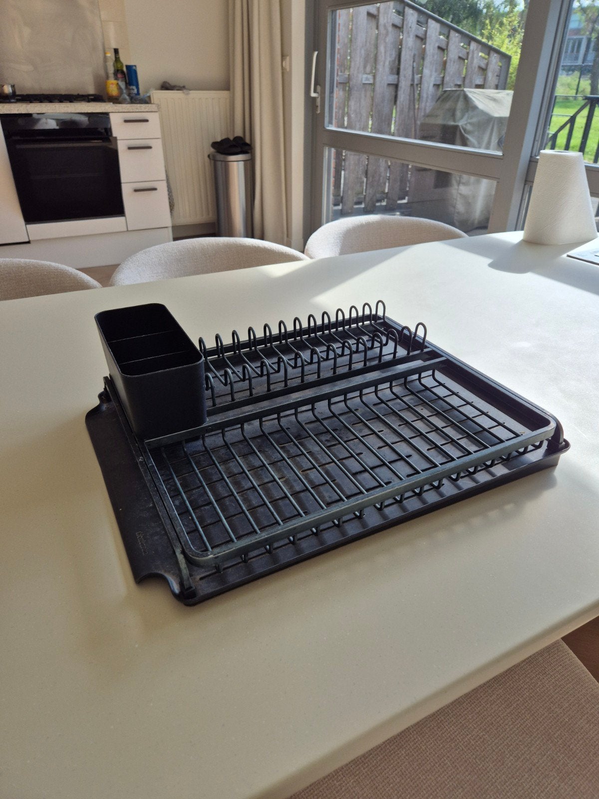 Zwart afdruiprek met lekbak - Gebruikt, Kunststof, Ophalen of Verzenden, Zwart, Brabantia