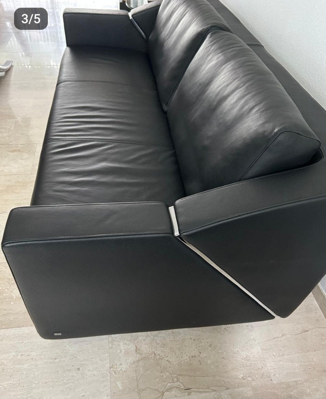2x Rolf Benz design leren banken, Ophalen, Modern design, Gebruikt, Driepersoons
