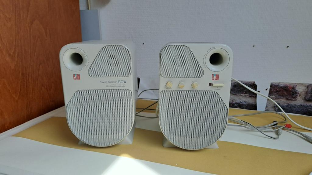Estom Power Speaker 80W - Set van 2, Gebruikt, 60 tot 120 watt, Front, Rear of Stereo speakers, Ophalen